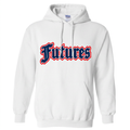 Gildan 18500 white hoodie with Futures logo