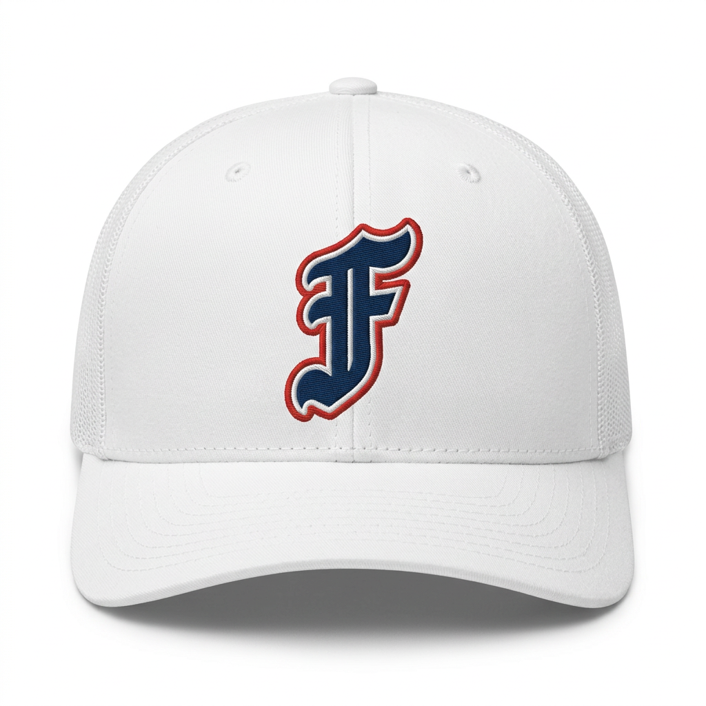 White Richardson 112FP cap with embroidered-look F