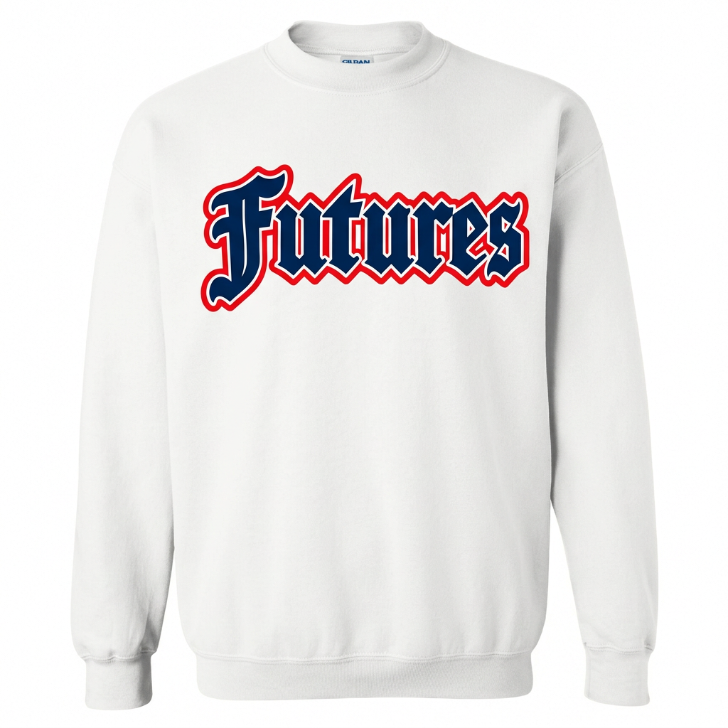 White Gildan 18000 full Futures print