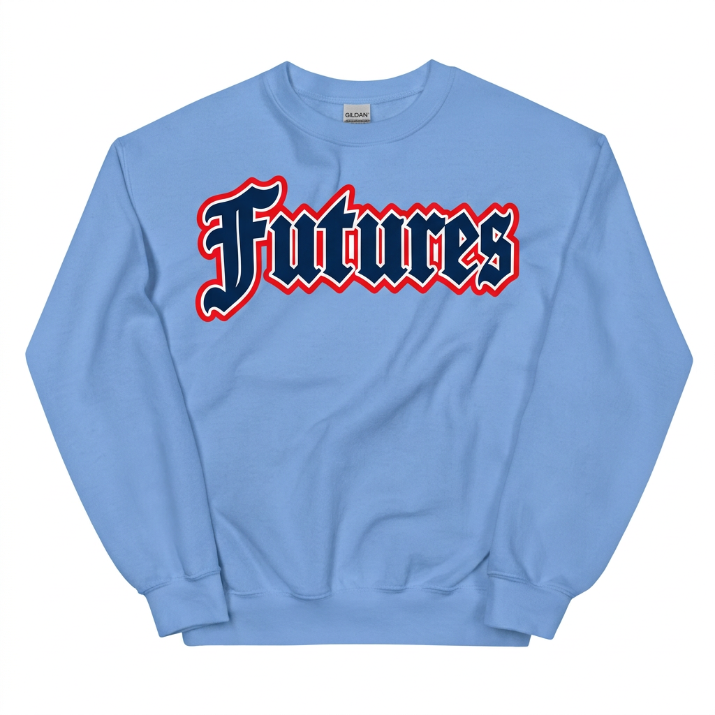 Carolina blue Gildan 18000 full Futures print