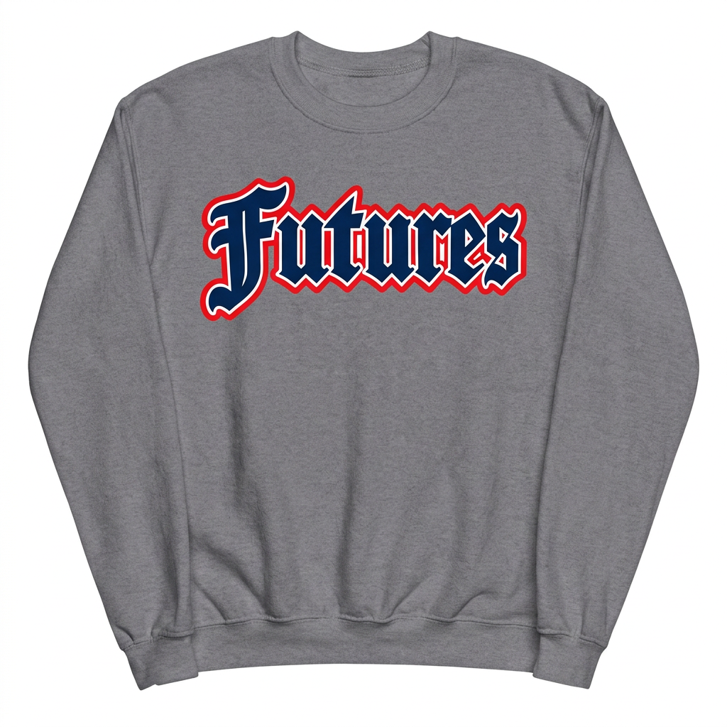 Graphite heather Gildan 18000 full Futures print